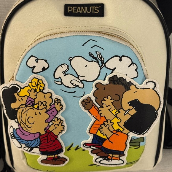 Peanuts Cream and Black Cartoon Backpack - Picture 2 of 4
